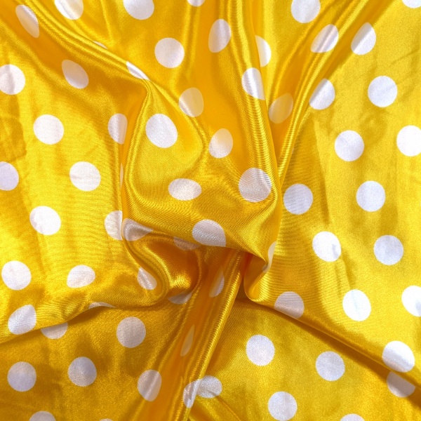 White Polkadots on Yellow Satin